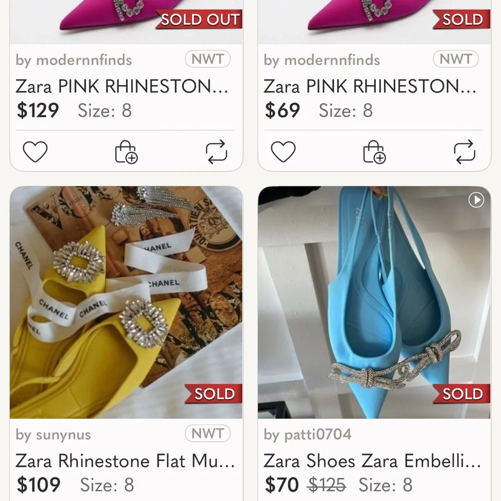 NWT! ZARA FLAT MULES WITH EMBELLISHED BOW FUCHSIA - Picture 8 of 8